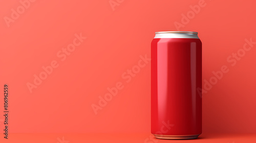 Red beverage can with copy space