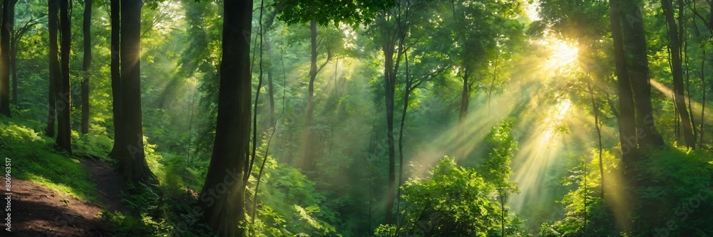 sunlight through the forest sunlight through the forest