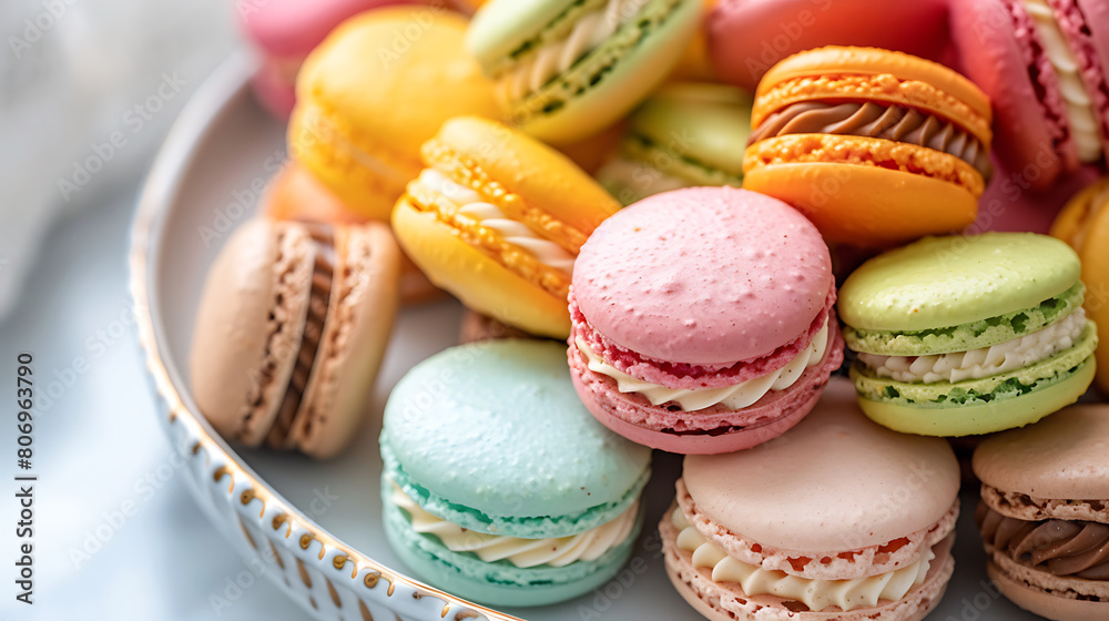 Colorful food photography, sweet macarons, sweets table Colorful food photography, sweet macarons, sweets table
