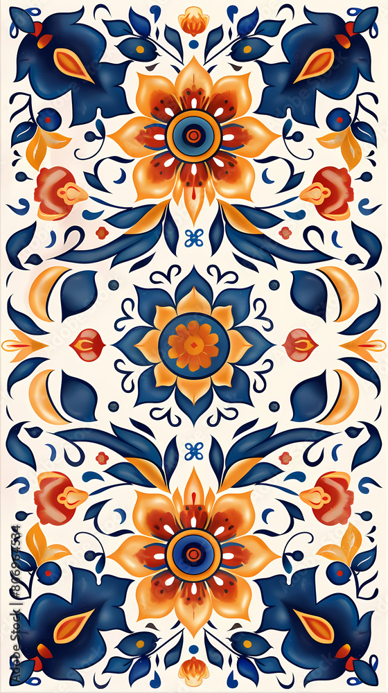 Fototapeta premium Traditional ornate portuguese tiles azulejos ,vector image