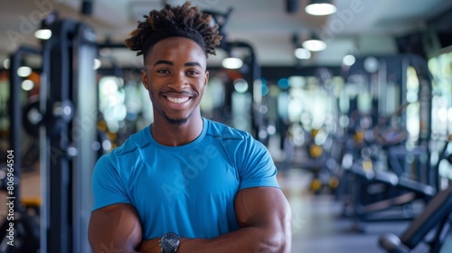 Smiling Man at Gym Setting