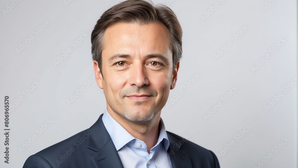 young middleaged businessman studio portrait on plain white background from Generative AI young middleaged businessman studio portrait on plain white background from Generative AI
