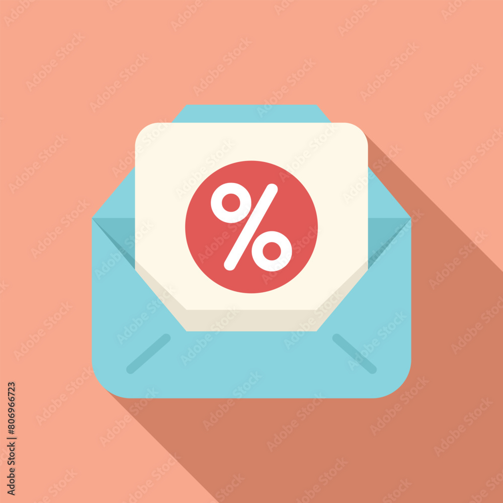 Mail loyalty program icon flat vector. Store payment. Store retail promo Mail loyalty program icon flat vector. Store payment. Store retail promo
