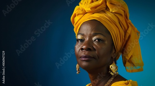 A Woman in Traditional Headscarf