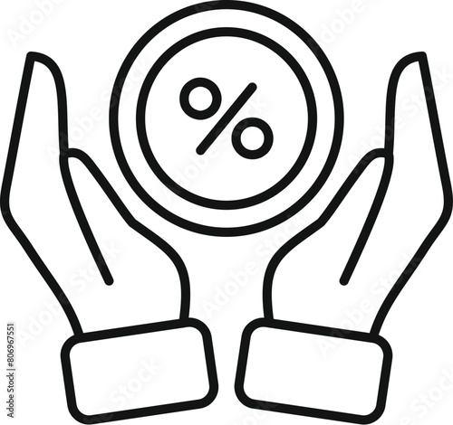 Keep care percent sale icon outline vector. Happy bonus system. Positive win