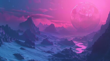 Papier peint photo Prune surreal alien landscape on a distant planet aigenerated digital illustration  © Bijac