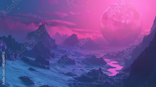 surreal alien landscape on a distant planet aigenerated digital illustration photo