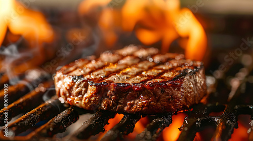 grilled meat on the grill, fire, flame, heat, burning, bonfire, wood, campfire, coal, grill, hot, burn, barbecue, red, orange, firewood, black, fireplace, food, light, meat