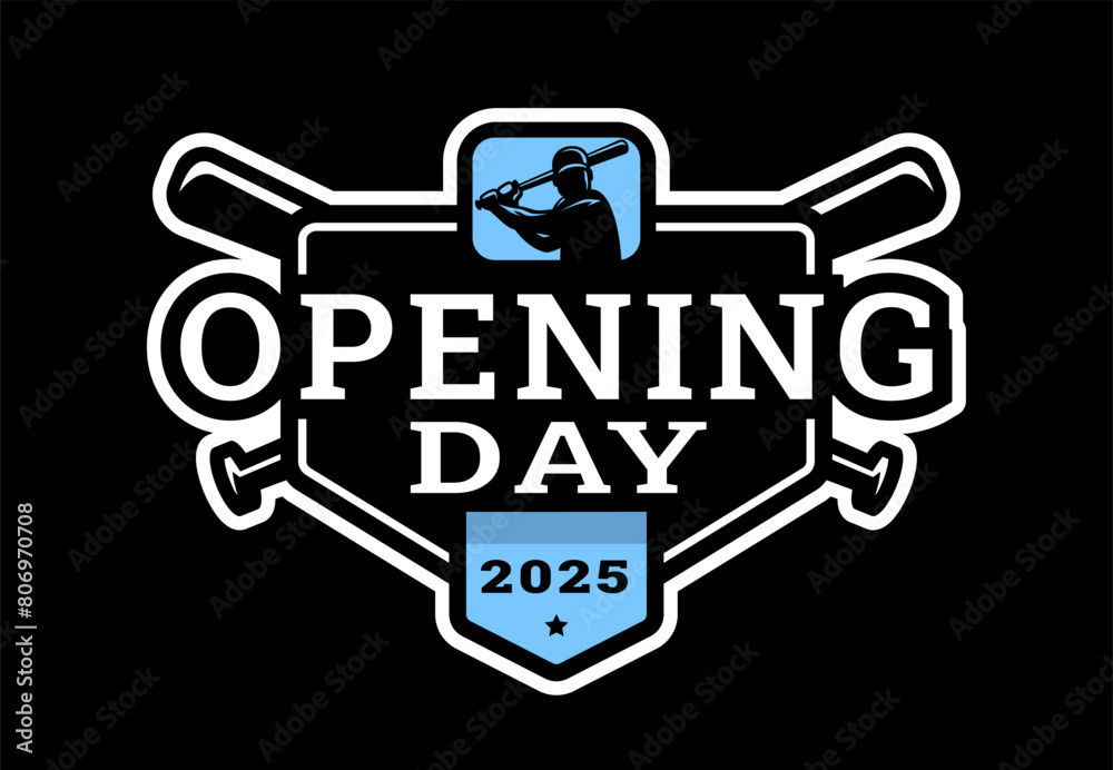 Opening day, baseball logo, emblem on a dark background. Opening day, baseball logo, emblem on a dark background.