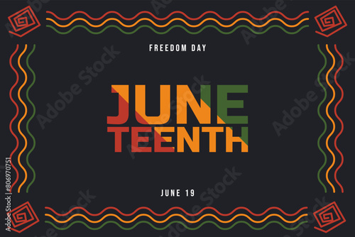 Juneteenth Freedom Day Background design. Poster or banner with Juneteenth and copy space. 19 June. Vector Illustration