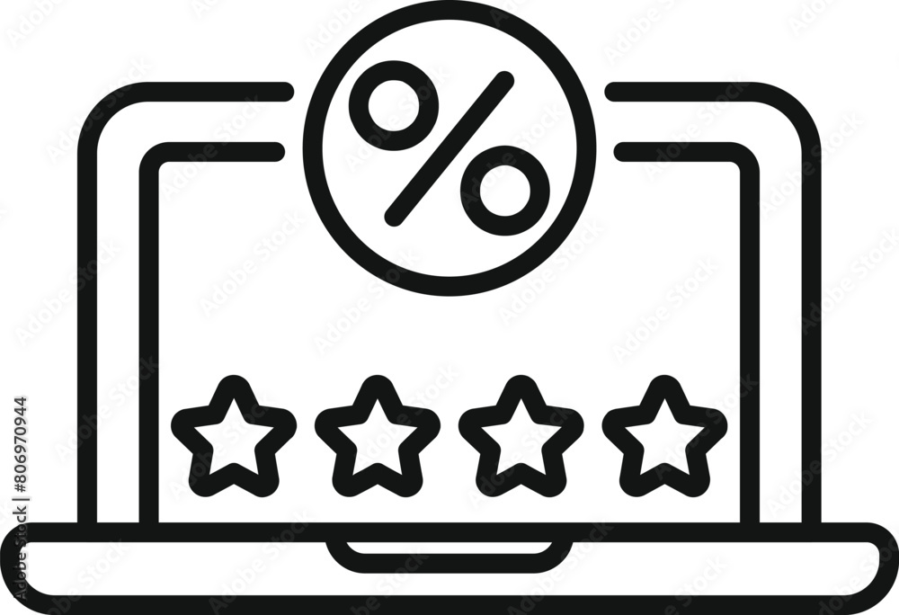 Laptop online marketing icon outline vector. Review loyalty program. Marketing service Laptop online marketing icon outline vector. Review loyalty program. Marketing service