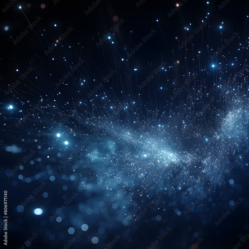 Fototapeta premium Abstract blue background with glowing particles and bokeh, vector illustration 