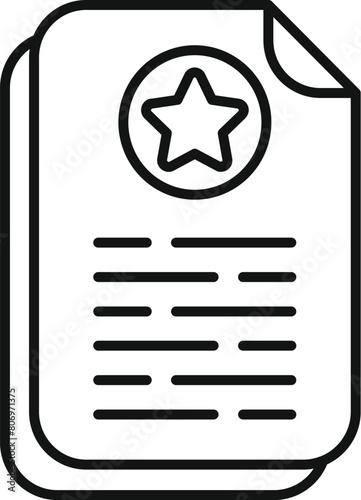 Reward paper bonus icon outline vector. Offer creative. Credit star solution