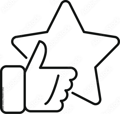 Thumb up star system icon outline vector. Loyalty program. Store payment credit