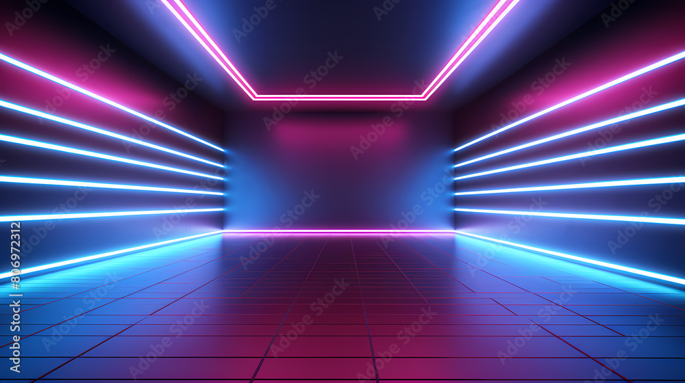 Fototapeta premium Abstract background with neon lines and color blocks