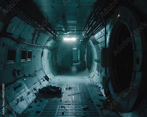 Fototapeta Naklejka Na Ścianę i Meble -  Capture a haunting scene of an abandoned space station