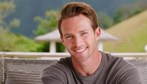attractive man with flirtatious attractive smile 2 photo