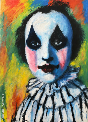 portrait of a clown with painted face