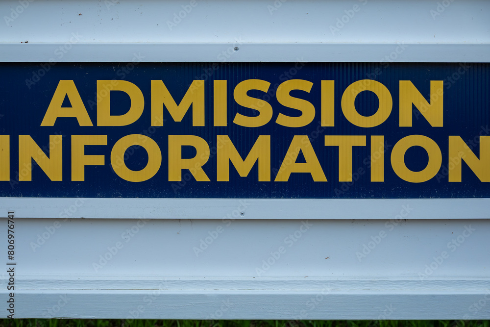 St. Mary's Maryland USA A sign for the Admissions Center at a college St. Mary's Maryland USA A sign for the Admissions Center at a college