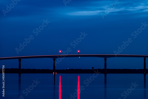 Solomons, Maryland USA The Governor Thomas Johnson Bridge over the Patuxent River at night. photo
