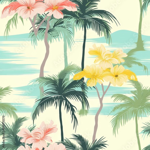 Seamless Pattern of Lush Palm Trees