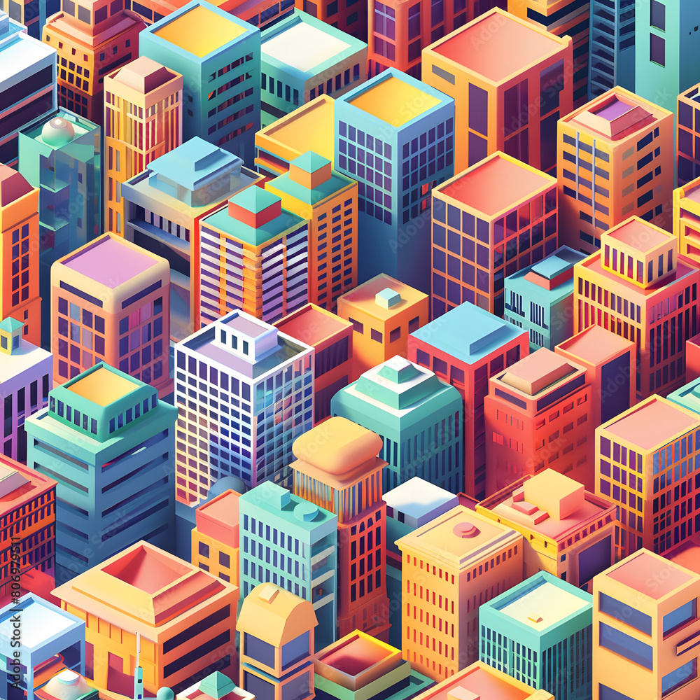 Urban Metropolis Isometric Illustration
