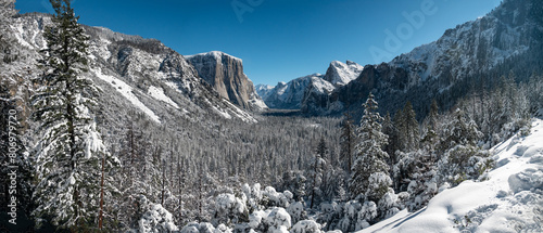 Yosemite valley in the snowy winter