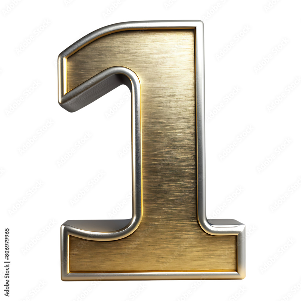 Number 1 on white background. Rose gold 3D rendered number with gloss chrome surface. Number 1 on white background. Rose gold 3D rendered number with gloss chrome surface.