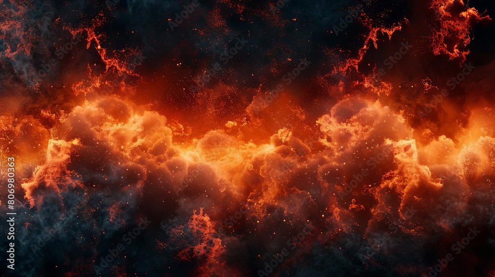 fiery explosion border with dark smoke and red lava dramatic abstract background digital art fiery explosion border with dark smoke and red lava dramatic abstract background digital art
