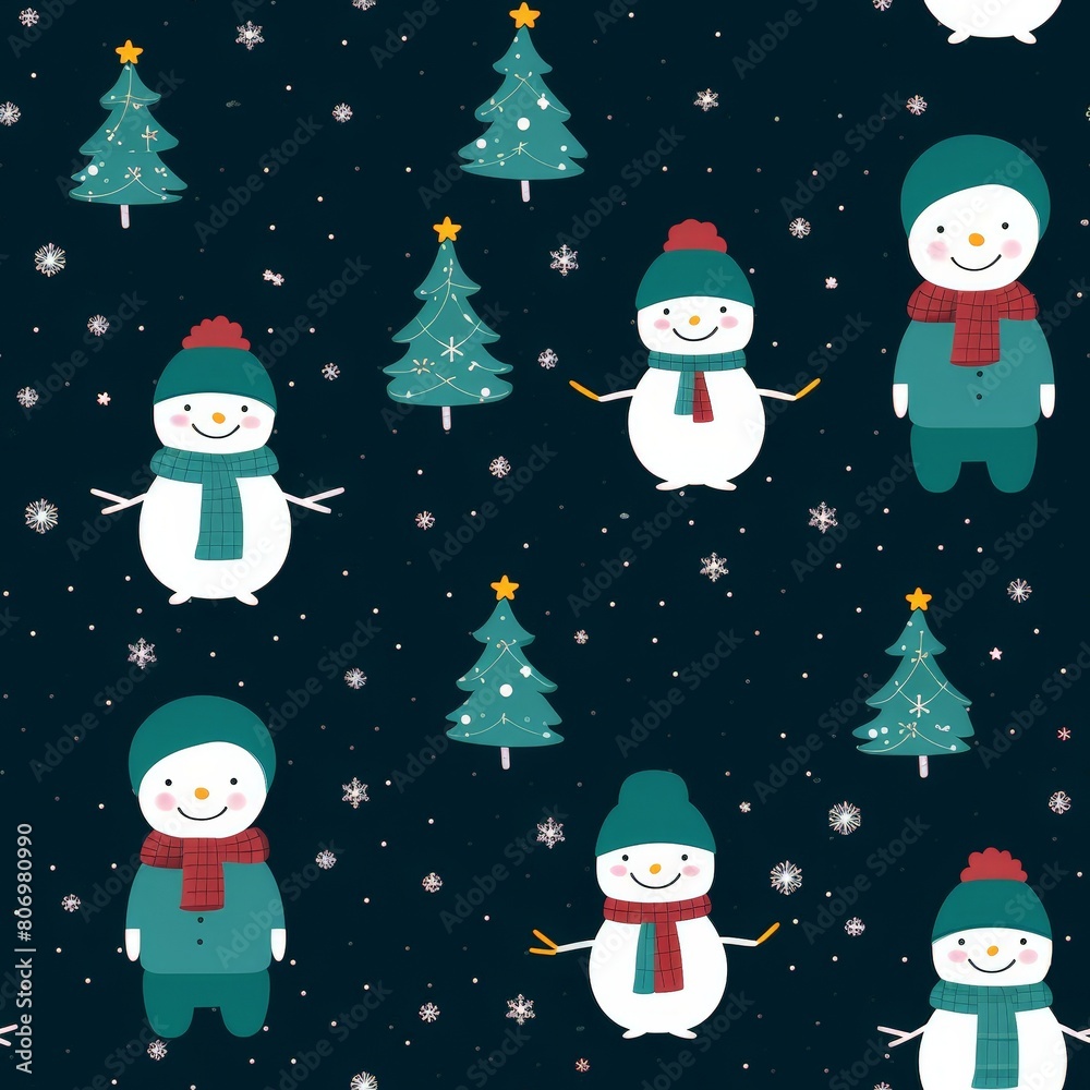 Snowman Pattern Packed with Snowy Merriment