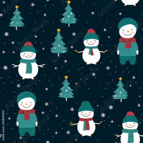 Snowman Pattern Packed with Snowy Merriment
