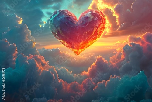 Beautiful colorful hearts for Valentine s Day and Kissing Day in clouds of pink tones