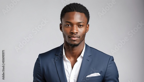 handsome charming black african male model studio portrait on plain white background from Generative AI