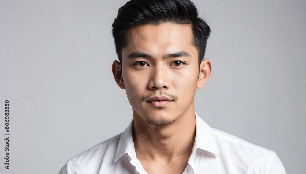 handsome charming indonesian male model studio portrait on plain white background from Generative AI handsome charming indonesian male model studio portrait on plain white background from Generative AI