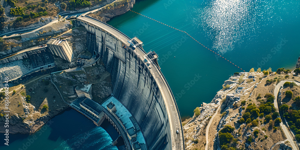 Aerial Perspective of a Swiss Alps Water Dam Reservoir Generating Sustainable Hydropower to Address Climate Change Concept Hydropower Swiss Alps Sustainable Energy Climate Change
