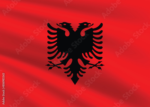 Albania flag vector illustration. Albania national flag. Waving Albania flag.
