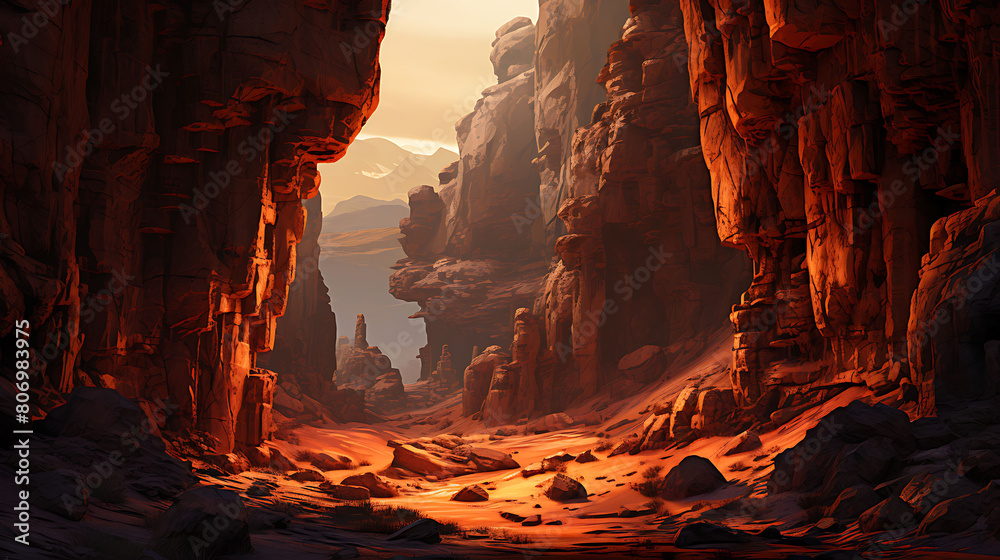 Canyon Echoes: Describe the vastness and echoes within a deep canyon.