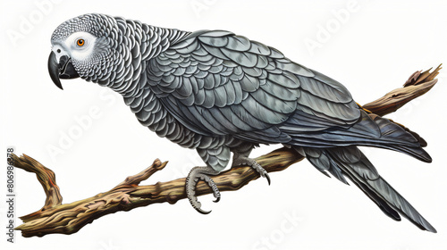 The grey parrot Psittacus erithacus is sitting © Alizeh
