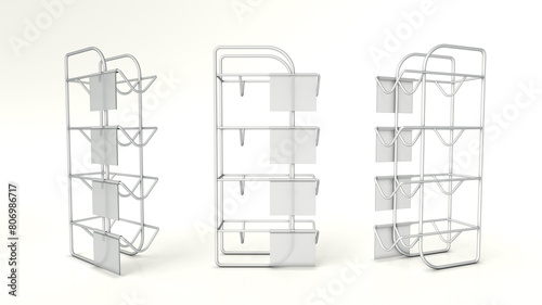 Wire display stand parasite for a supermarket. 3d illustration set on white background