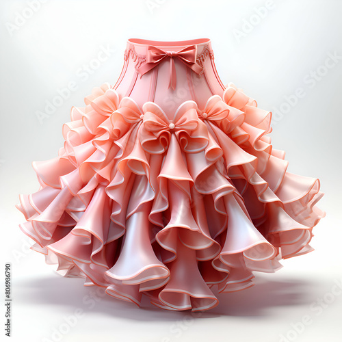 3d illustration of a beautiful pink skirt on a white background.