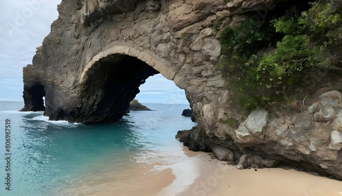 A rocky archway leading to a hidden beach upscaled 2