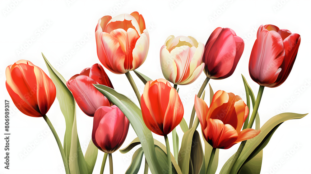 Fototapeta premium Digital tulip flower pattern abstract graphic poster background