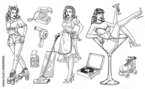 Girls last century set sticker