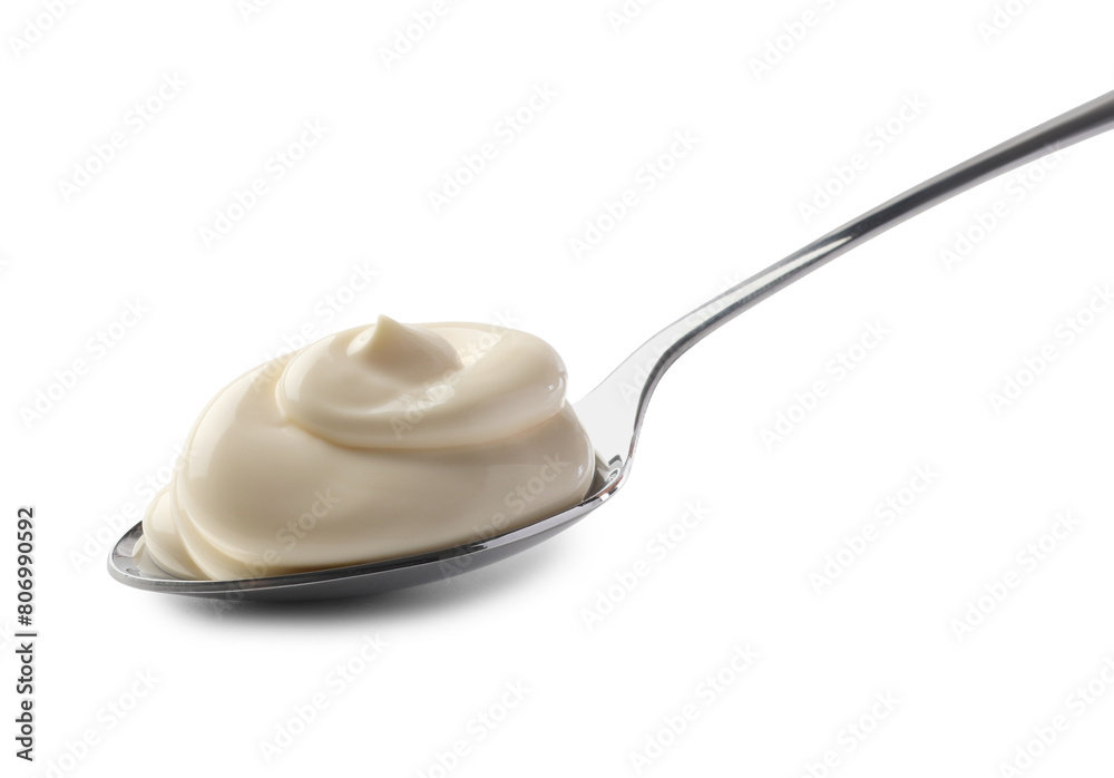Natural yogurt in spoon isolated on white Natural yogurt in spoon isolated on white