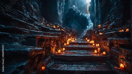 Experience the chilling descent into the underworld with an evocative illustration of hell  where the journey through darkness leads to a realm of eternal suffering and torment
