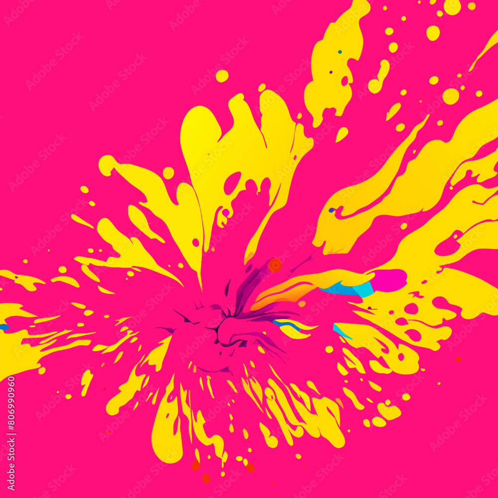 Abstract pink and yellow background with splashes of ink. Vector illustration. Abstract pink and yellow background with splashes of ink. Vector illustration.