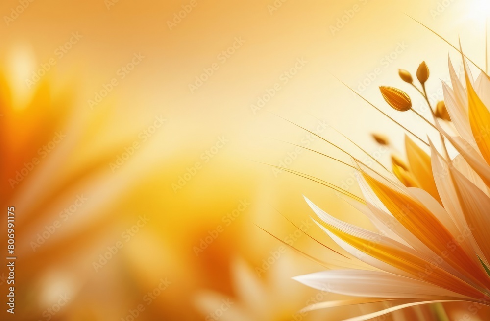 Beautiful background in warm colors, with a place for text and a large flower on the side.