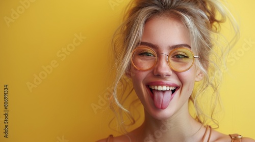 Woman With Glasses Making a Funny Face