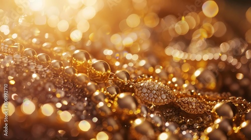 luxurious pile of golden jewelry on a rich background precious jewels closeup