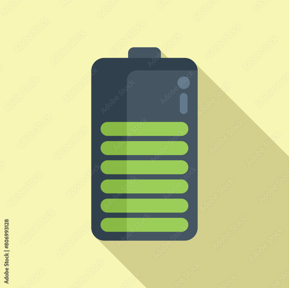 Refill battery icon flat vector. Power energy up. Voltage load cell Refill battery icon flat vector. Power energy up. Voltage load cell